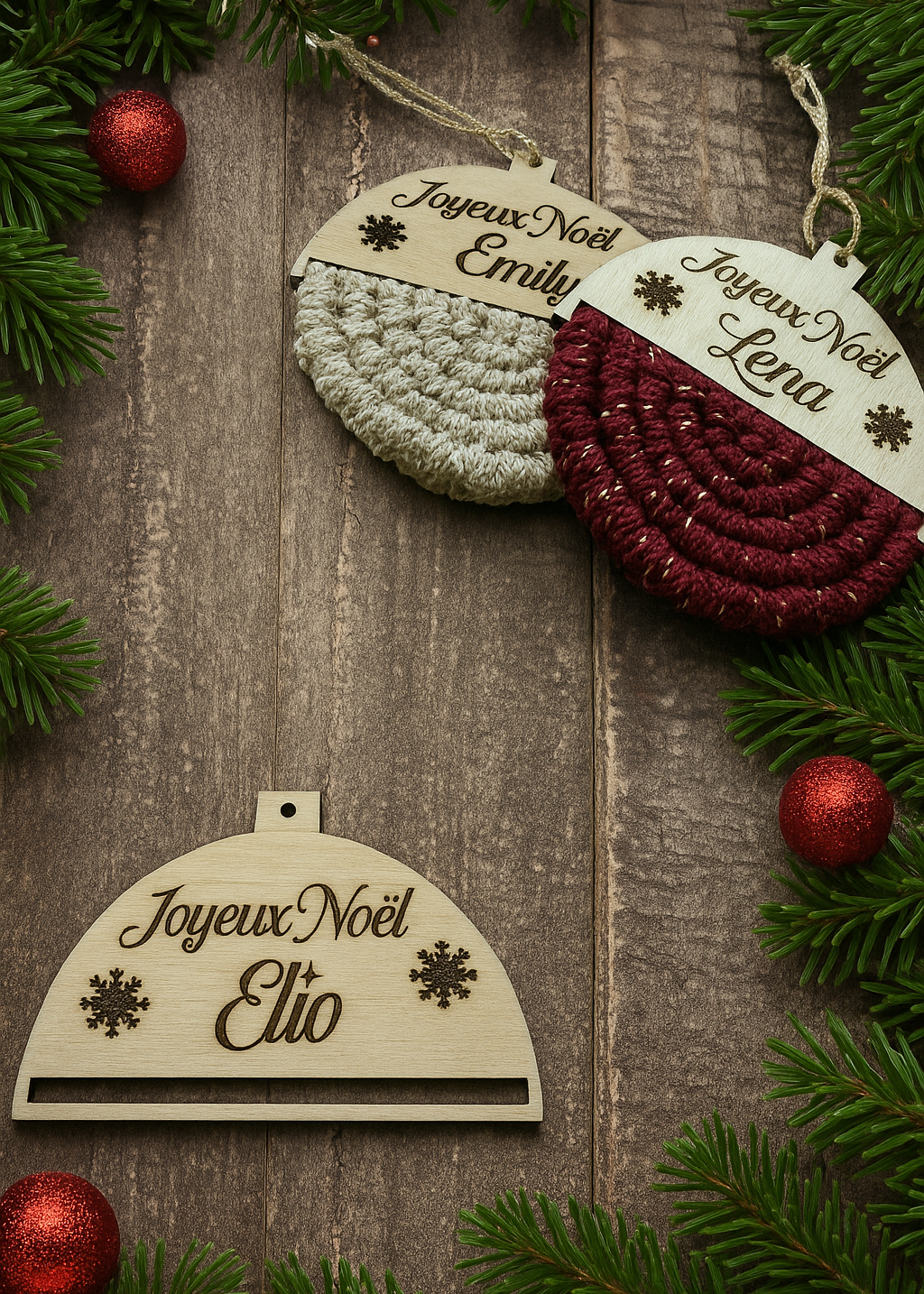 base/ support boule de Noel en bois avec encoche pour macramé DIY débutant