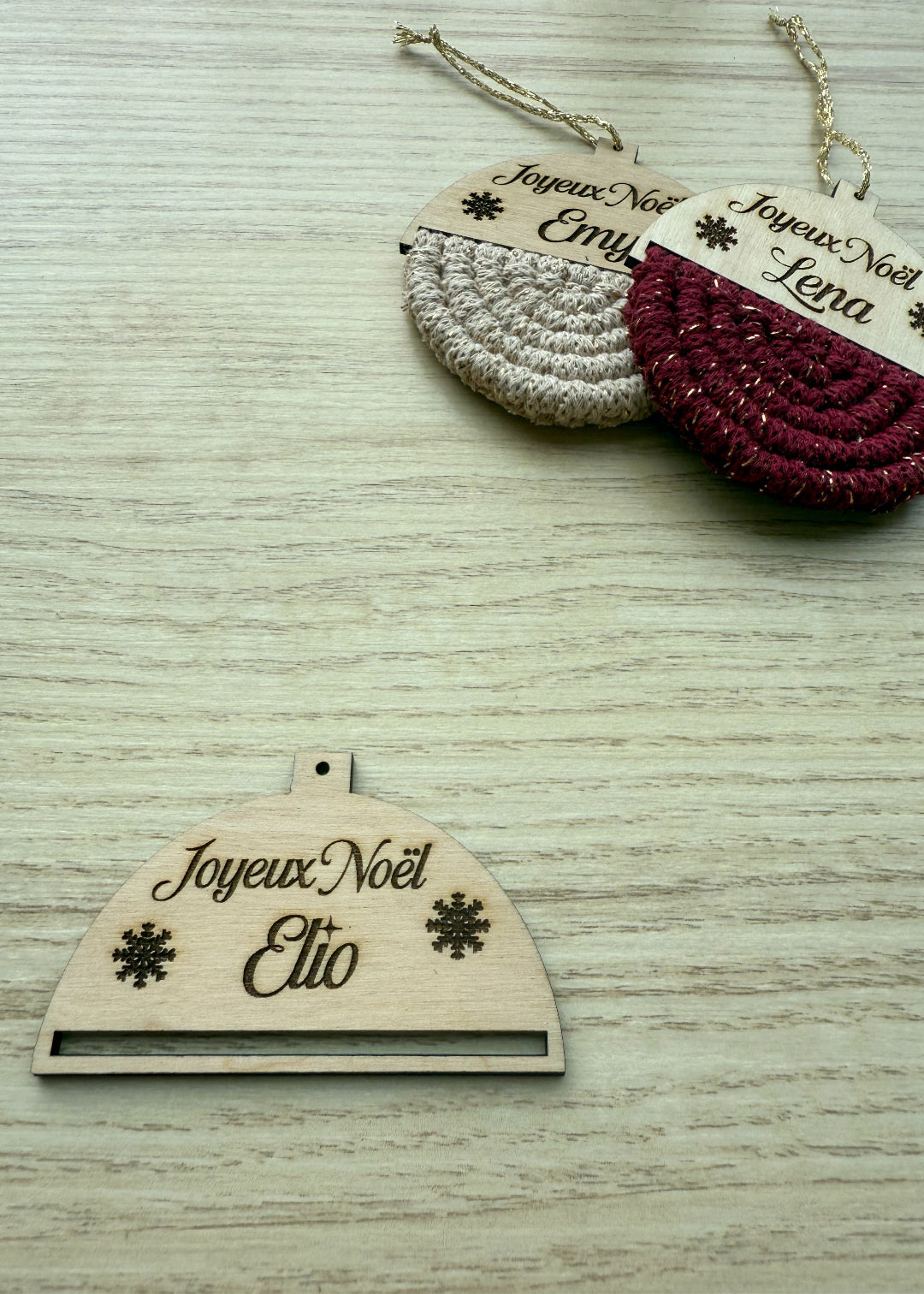 base en bois pour boule de noel diy, support pour macramé