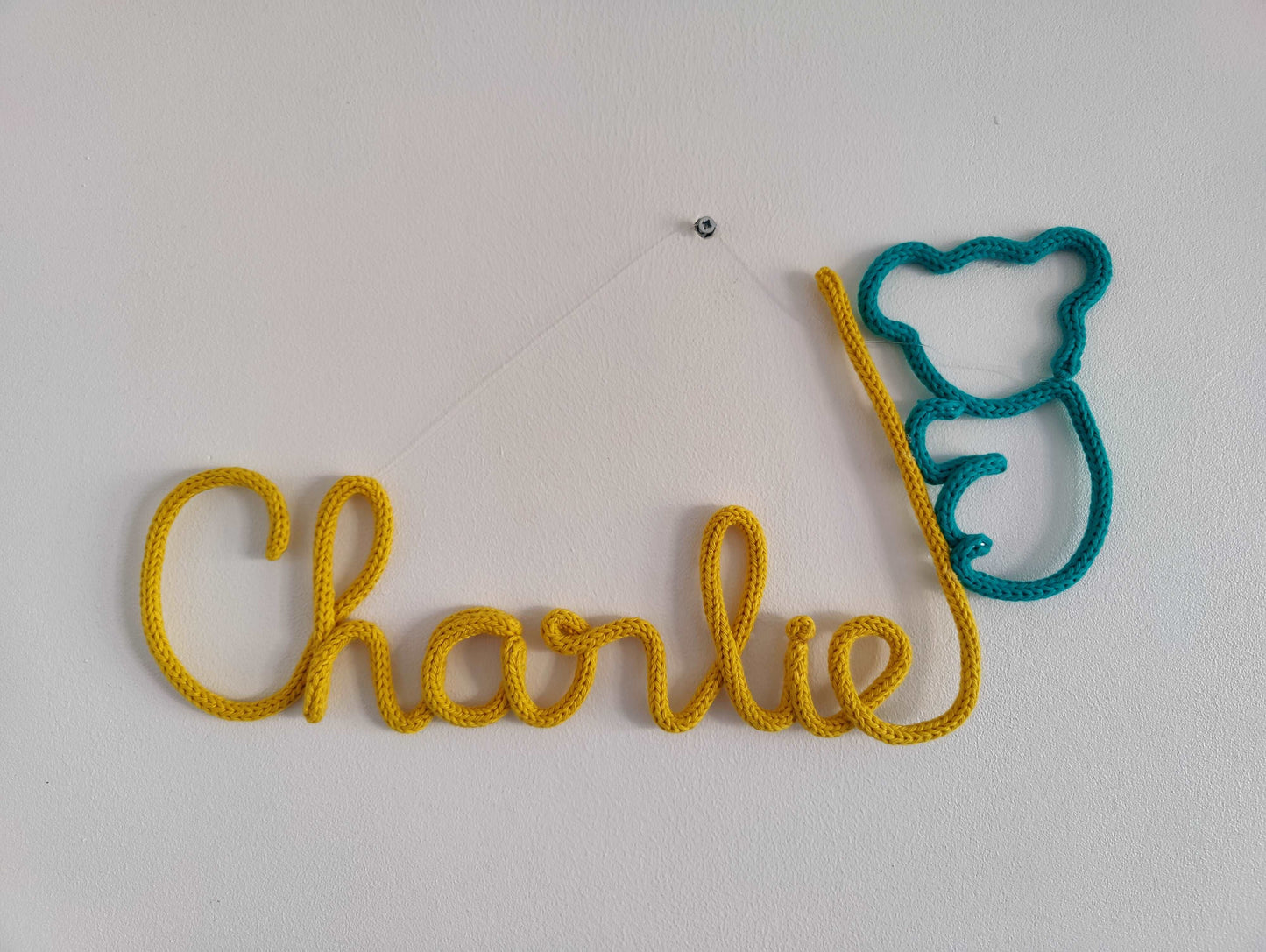 prenom en tricotin charlie avec koala