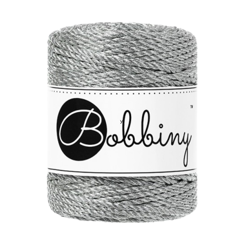 Metallic silver Bobbiny métallique argenté macramé métallique
