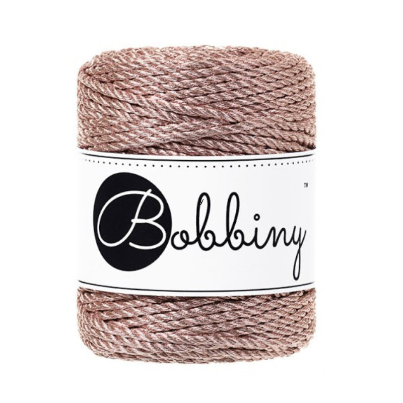 Bobbiny fil macramé Metallic golden rose