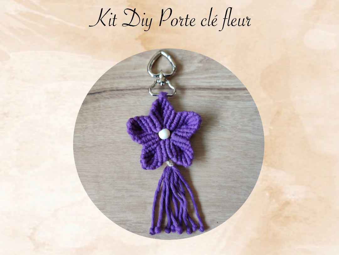 kit diy porte clef fleur macramé kit a fabriquer soit meme