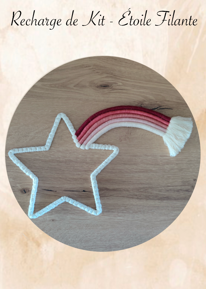 recharge de kit etoile filante en macramé, diy facile pour débutant, décoration chambre d’enfant