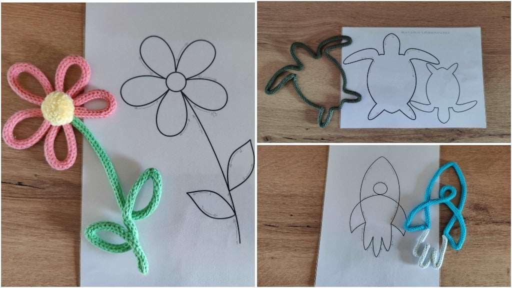 Template - Lettrage / Chiffre / Formes pour Tricotin guide dessin