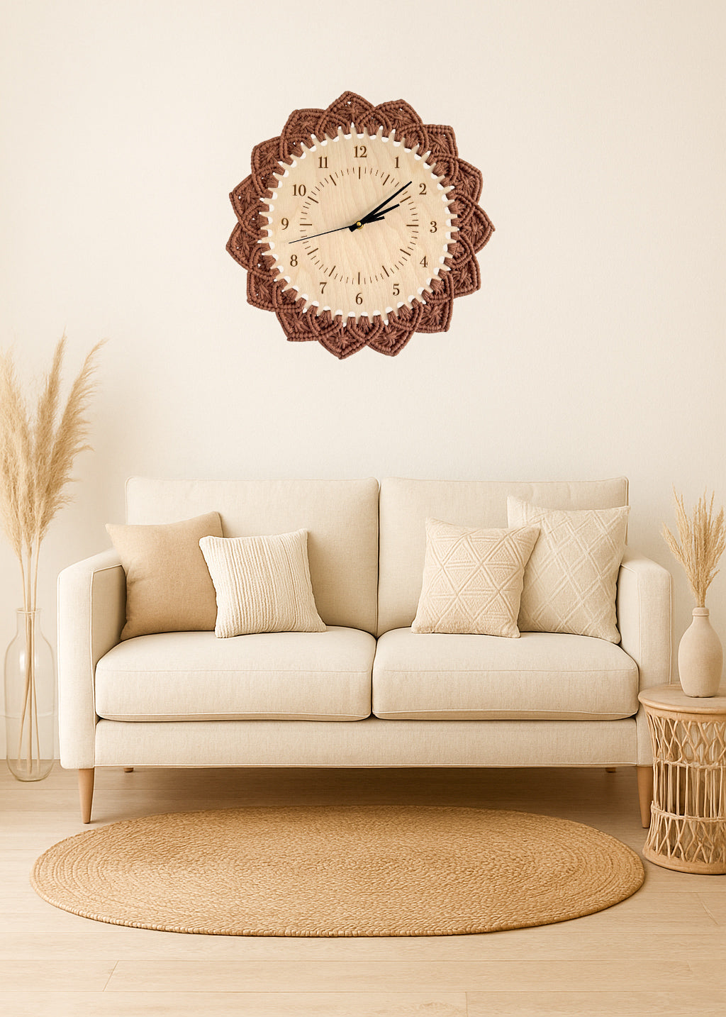 Idée de cadeau de crémaillère bohème : décoration murale en macramé et bois naturel, fait main à Marseille par une créatrice artisanale française