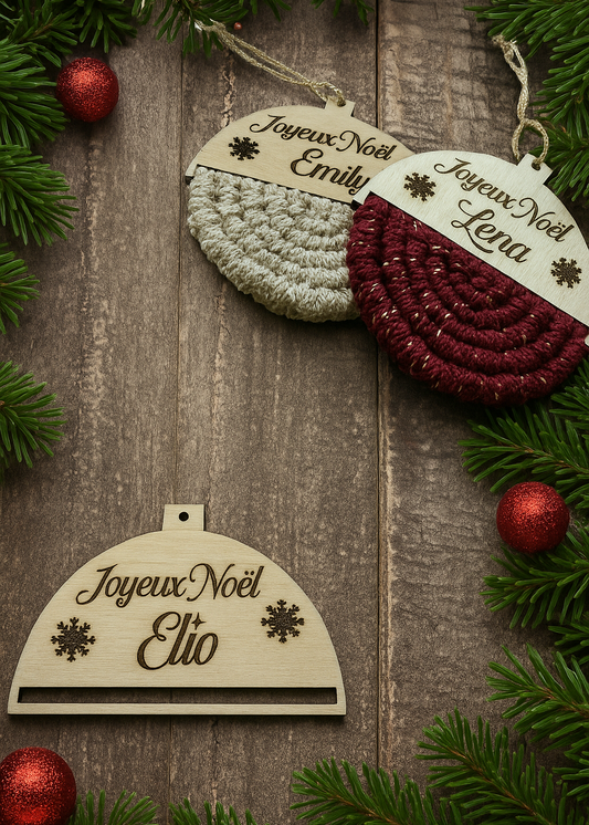 base/ support boule de Noel en bois avec encoche pour macramé DIY débutant 