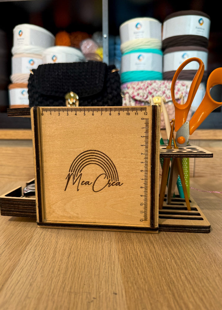 Boîte rangement mercerie créative pour crochet réalisée par MeaCrea