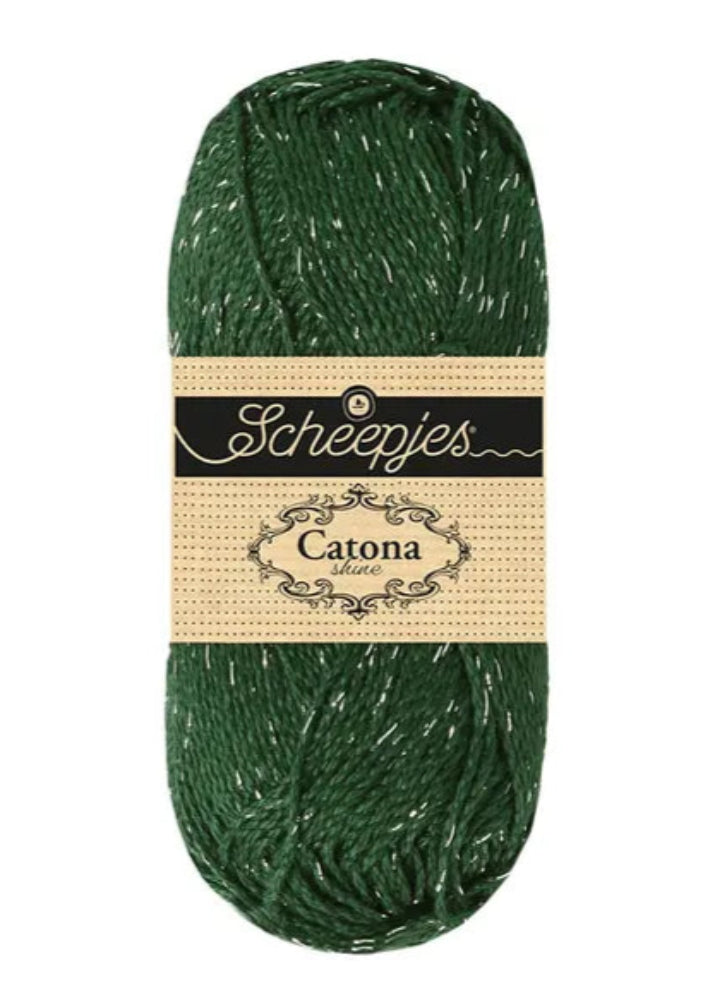 Catona Shine scheepjes Fir - Silver fils crochet scintillant