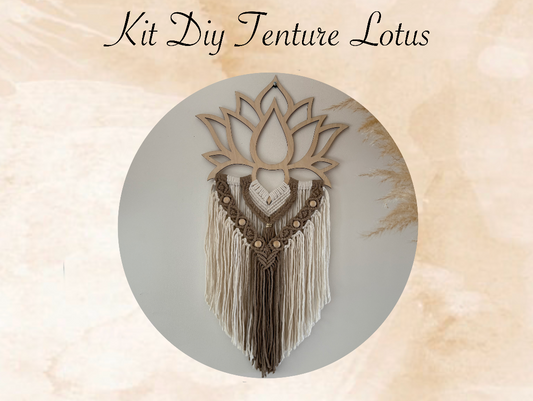 kit diy tenture fleur de lotus decoration murale en bois originale macramé