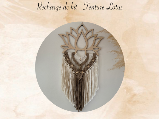 recharge de kit tenture fleur de lotus, decoration murale macramé perles support bois