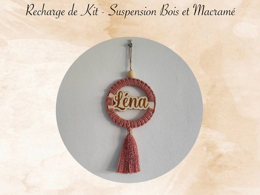 recharge de kit suspension en bois macramé decoration porte prenom chambre enfant retroviseur