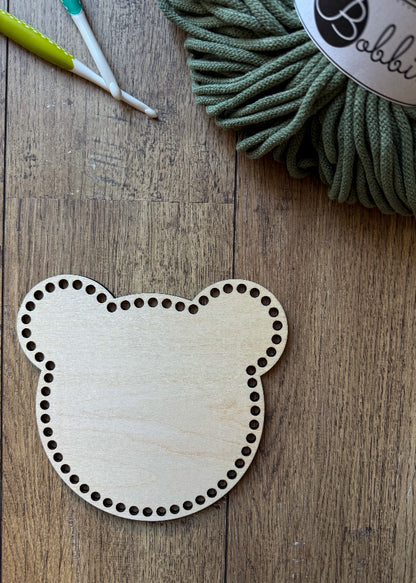 Fond de Panier Tête d’Ours en Bois – Base pour Crochet & DIY