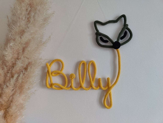 suspension prenom en tricotin Billy attache coeur decoration chambre enfant