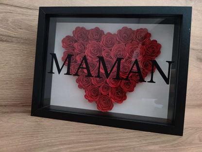 Cadre avec coeur avec coeur fleuri Maman fête des mère meacrea 