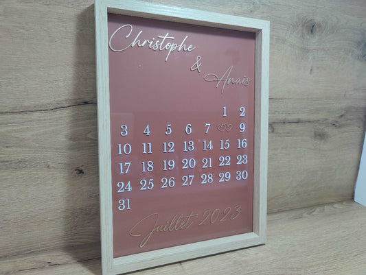 Meacrea créations cadre date importante personnalisee calendrier cadeau st valentin mariage