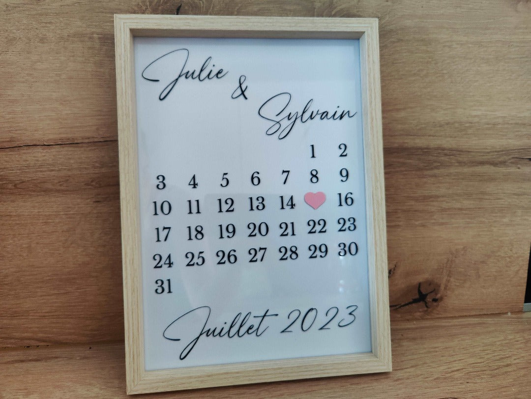 cadre date importante calendrier anniversaire mariage couple st valentin meacrea créations