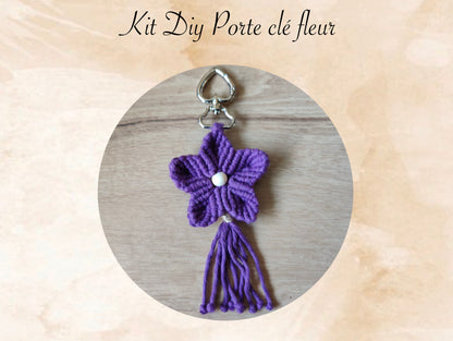 kit diy porte clef fleur macramé kit a fabriquer soit meme 