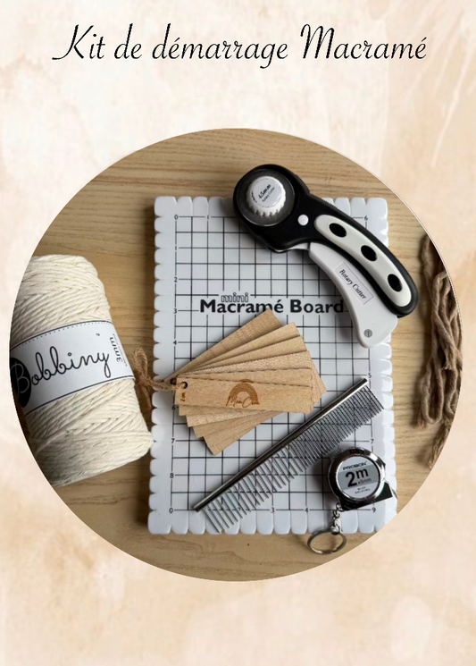 kit de démarrage macramé, tout le matériel nécessaire, Bobbiny, cutter rotatif 