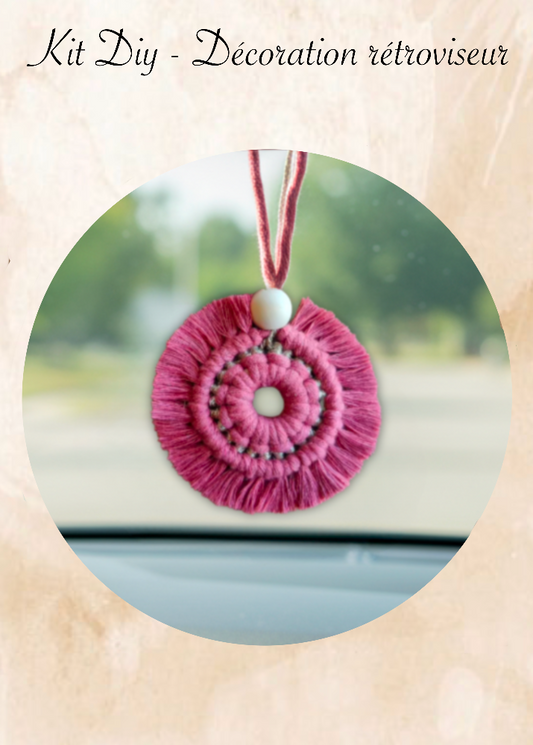 Kit diy décoration rétroviseur en macramé Facile a realiser pour débutant décoration originale meacrea