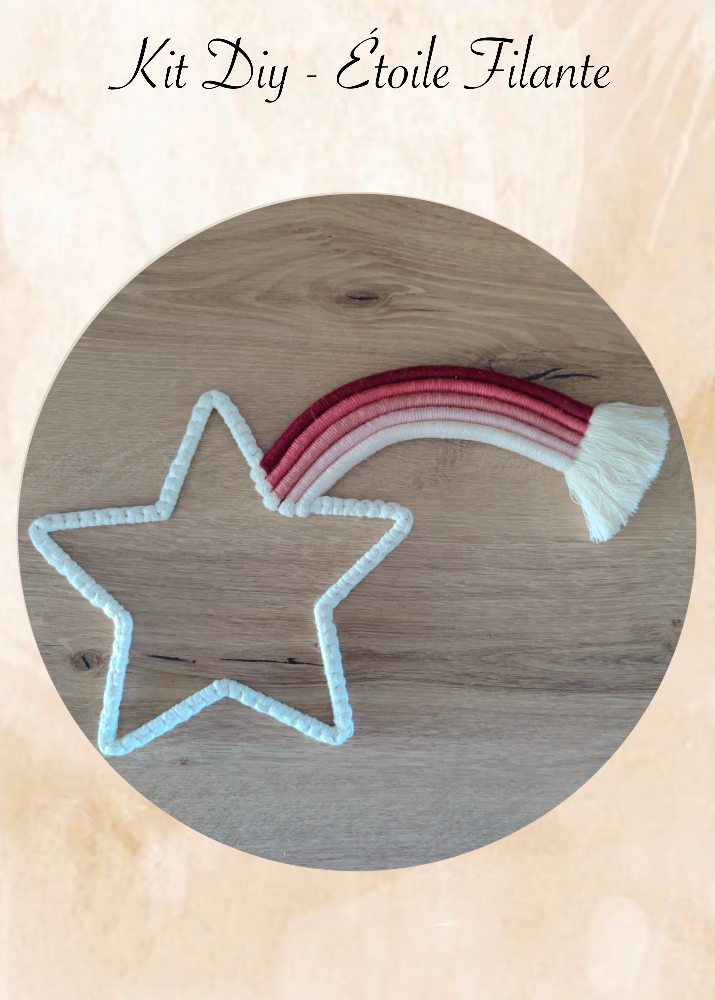 kit diy étoile filante en macramé niveau débutant facile decoration chambre d’enfant meacrea 
