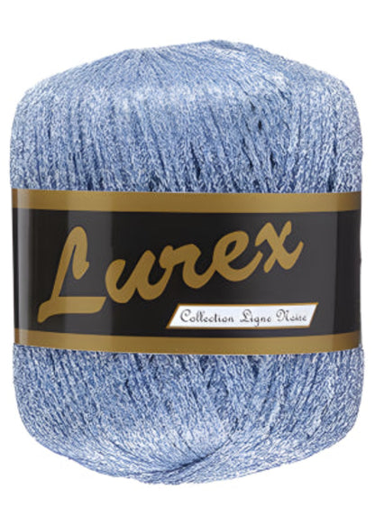 Fil métallisé Lammy Yarns 04 bleu clair à crocheter seul ou avec un fil T-shirt