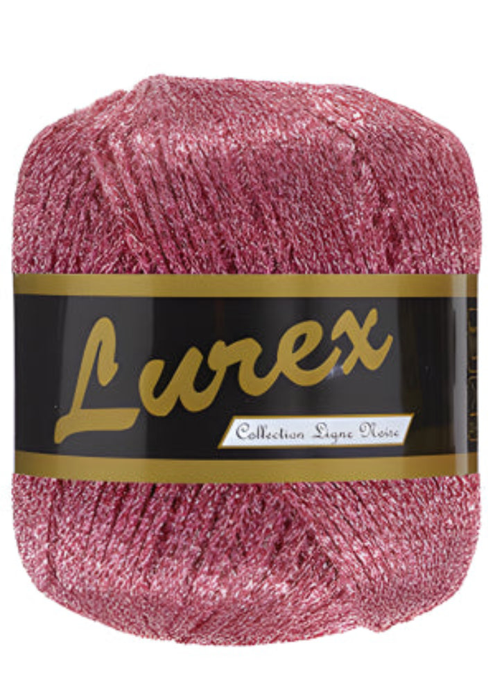 Fil brillant métallisé Lammy Yarns rose pour sacs au crochet et créations artisanales