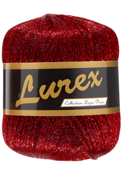 Fil Lurex Lammy Yarns 13 rouge idéal pour personnaliser un sac crochet avec un fil T-shirt
