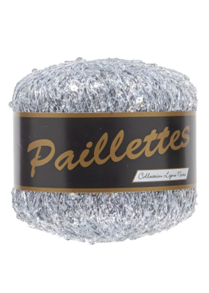 Fil à sequins et paillettes 401 argenté Lammy Yarns pour crochet, sac crochet et mercerie créative