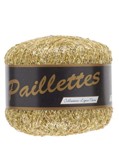 Fil Paillette Lammy Yarns 402 doré à sequins pour personnaliser sacs au crochet et créations artisanales