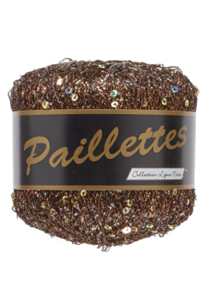 Fil brillant à sequins 404 marronLammy Yarns idéal pour réaliser un sac au crochet élégant
