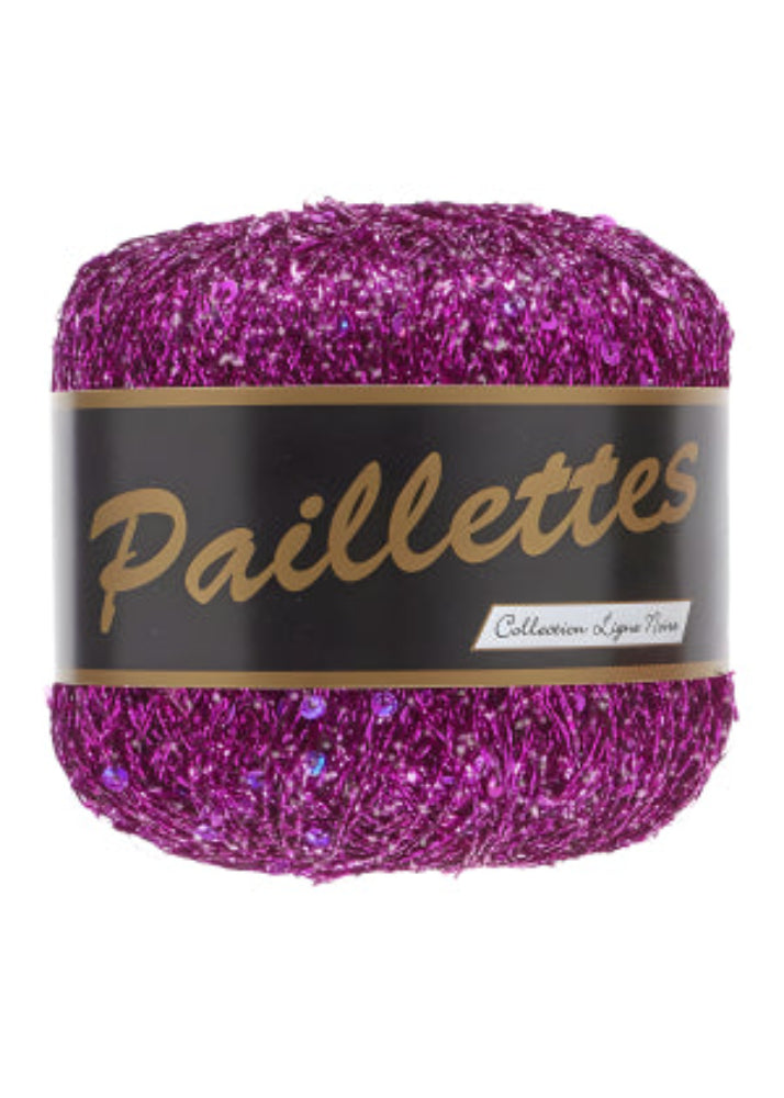 fil paillette sequin lammy yarns 406 fuchsia pour bandana crochet lurex