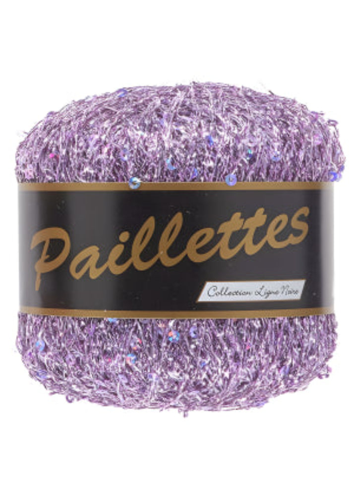 Fil fantaisie à sequins 408 violet  Lammy Yarns pour apporter une touche brillante à tes créations