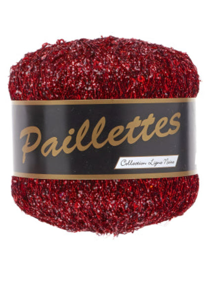 Fil Lurex à sequins 409 rouge Lammy Yarns pour crochet, tricot et loisirs créatifs