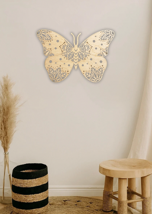 papillon mandala en bois découpé laser meacre