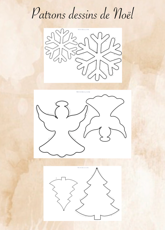patron imprimable dessins Noël tricotin, guide PDF DIY