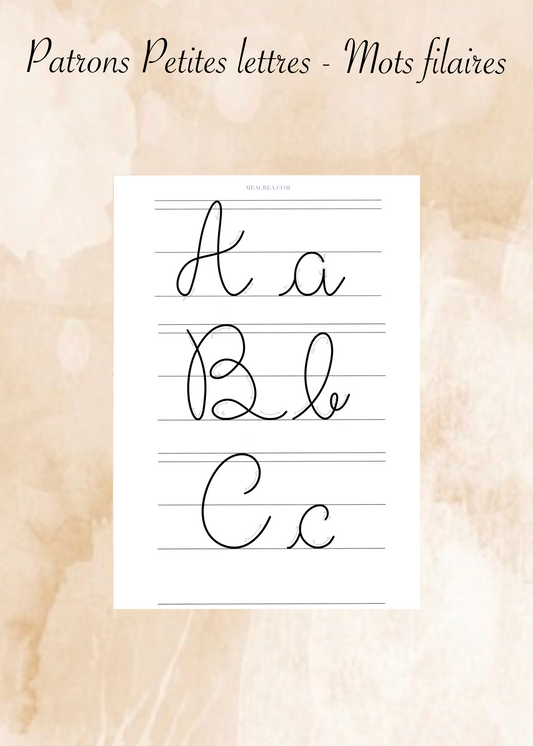 patrons alphabet petites lettres mots filaire , guide PDF DIY