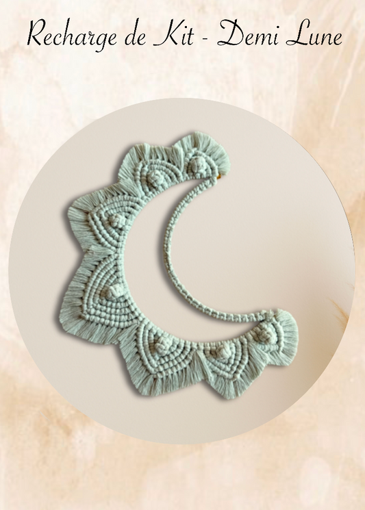 recharge de kit demi lune en macramé niveau débutant facile, décoration originale et boheme meacrea