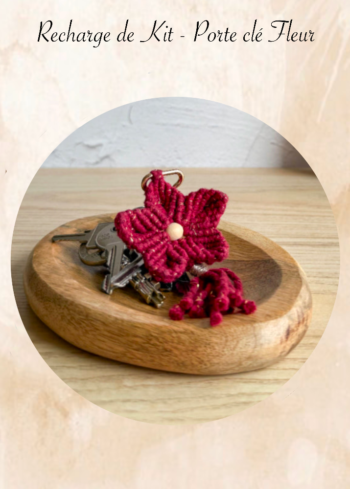 recharge de kit porte clé fleur en macramé, modèle original Bobbiny meacrea 