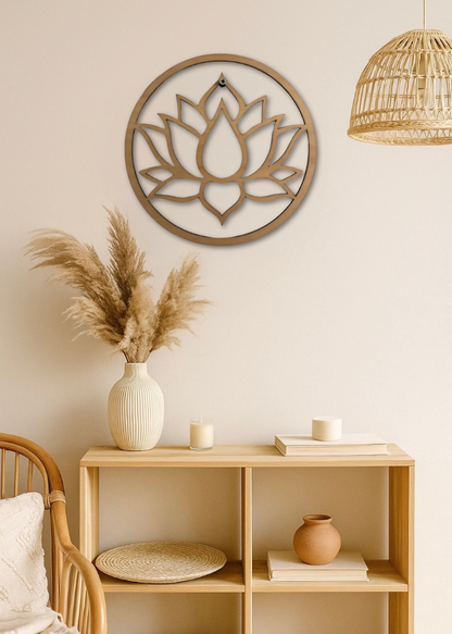 support lotus dans un cercle en bois pour décorer du macramé diymeacrea