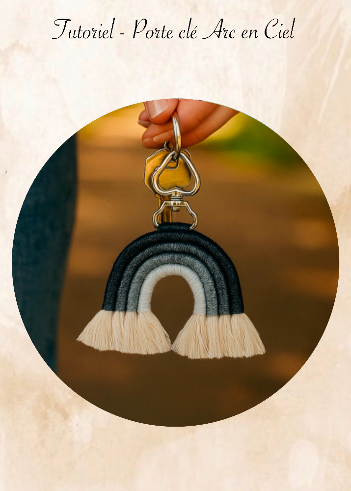 tourelle porte clé arc en ciel en macramé niveau débutant facile décoration et accessoire originale meacrea