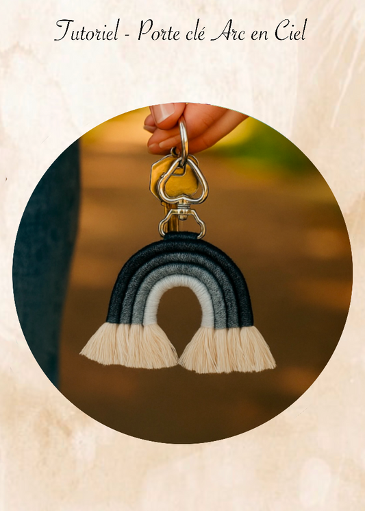 tourelle porte clé arc en ciel en macramé niveau débutant facile décoration et accessoire originale meacrea
