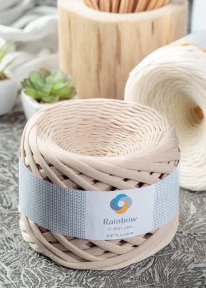 Fil T-shirt Rainbow Yarns 100 % coton pour crochet, idéal pour sacs et paniers DIY.