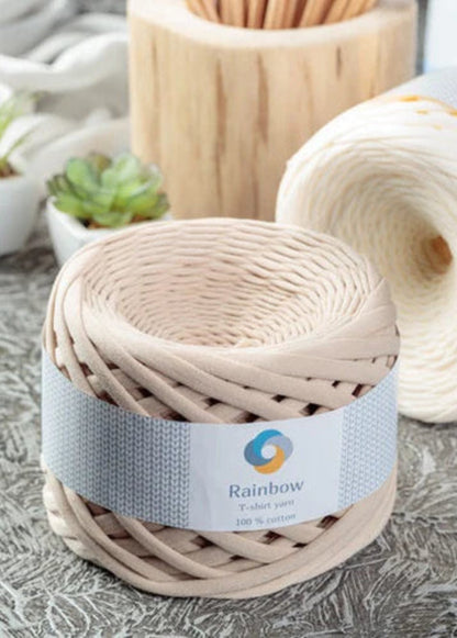 Fil T-shirt Rainbow Yarns 100 % coton pour crochet, idéal pour sacs et paniers DIY.
