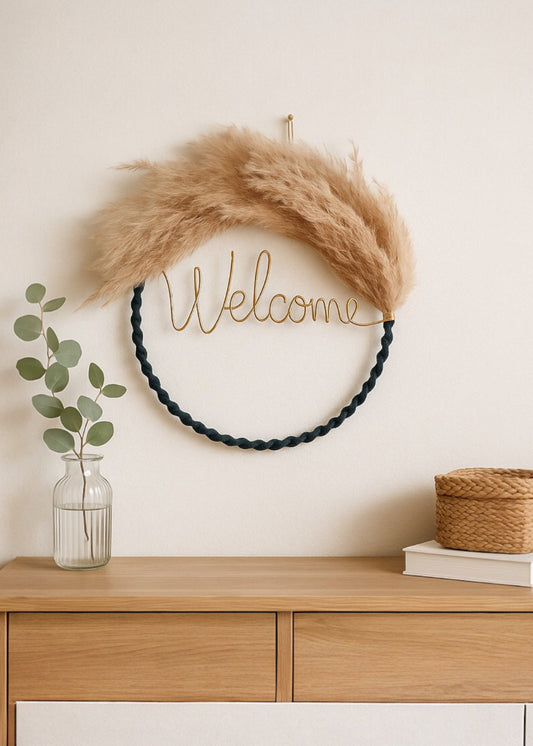décoration murale bohème en macramé et pampa séchée - cadeau crémaillère - MeaCrea