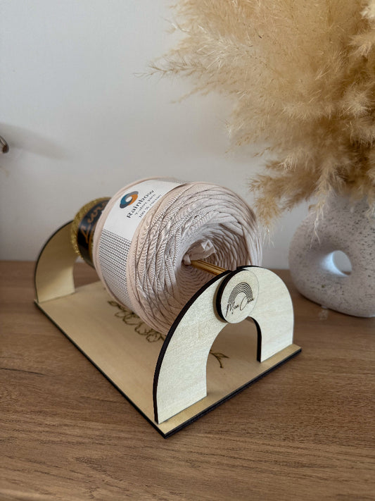 Support bobine fil en bois pour crochet et macramé, dérouleur pratique pour fil T-shirt