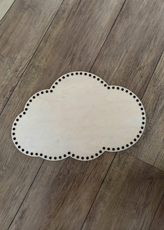 Fond de panier nuage en bois pour crochet et macramé, support DIY découpé au laser par MeaCrea.