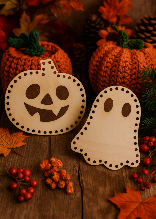fond de panier halloween xitrouille et fantome pour macramé et crochet diy meacrea