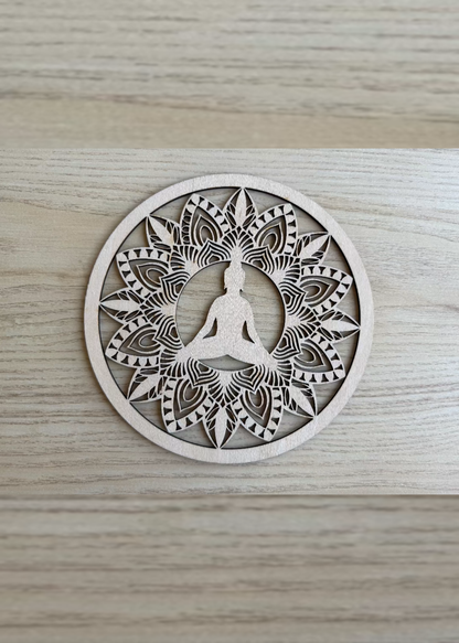 Mandala Bouddha en Bois – Support DIY Macramé & Crochet