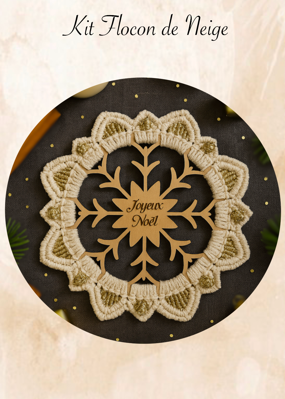 kit diy flocon de neige en bois et macramé diy loisirs creatif meacrea