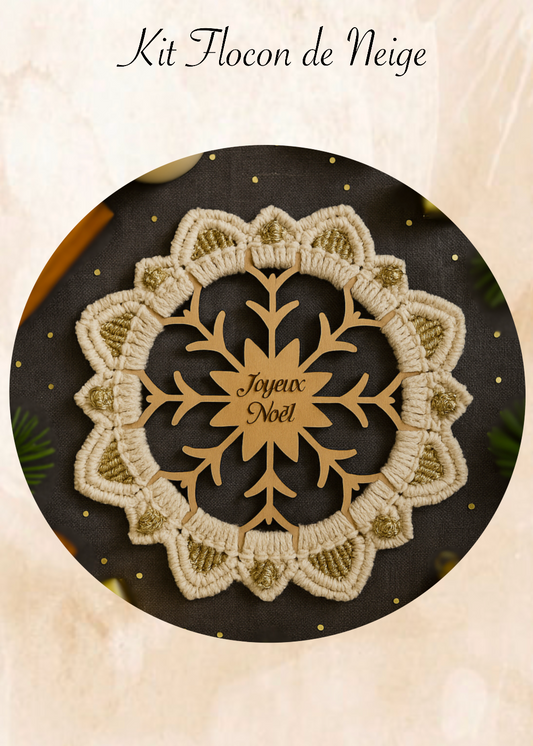 kit diy flocon de neige en bois et macramé diy loisirs creatif meacrea